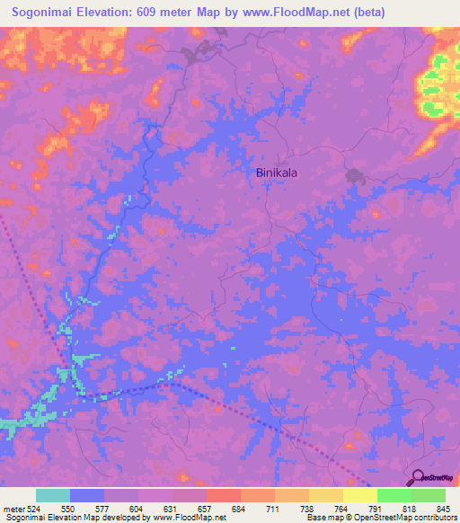 Sogonimai,Guinea Elevation Map