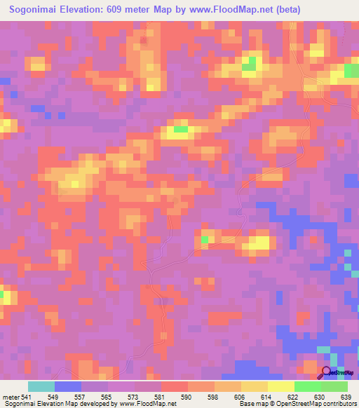 Sogonimai,Guinea Elevation Map