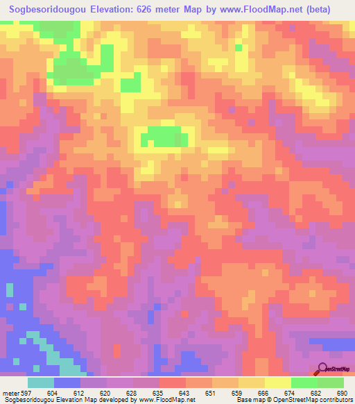 Sogbesoridougou,Guinea Elevation Map