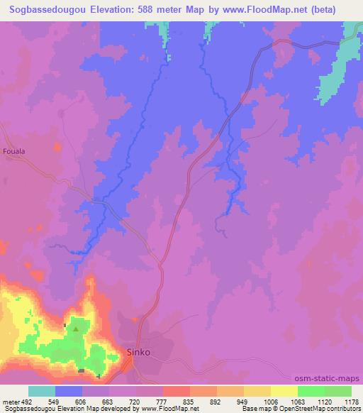 Sogbassedougou,Guinea Elevation Map