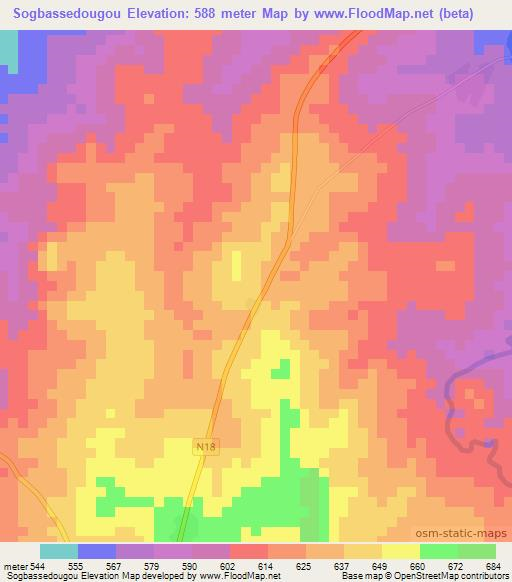 Sogbassedougou,Guinea Elevation Map