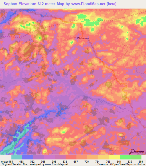 Sogbao,Guinea Elevation Map