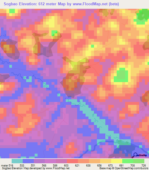 Sogbao,Guinea Elevation Map