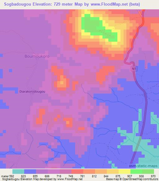 Sogbadougou,Guinea Elevation Map