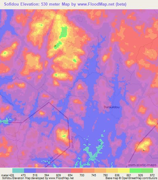 Sofidou,Guinea Elevation Map