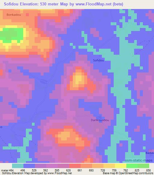 Sofidou,Guinea Elevation Map