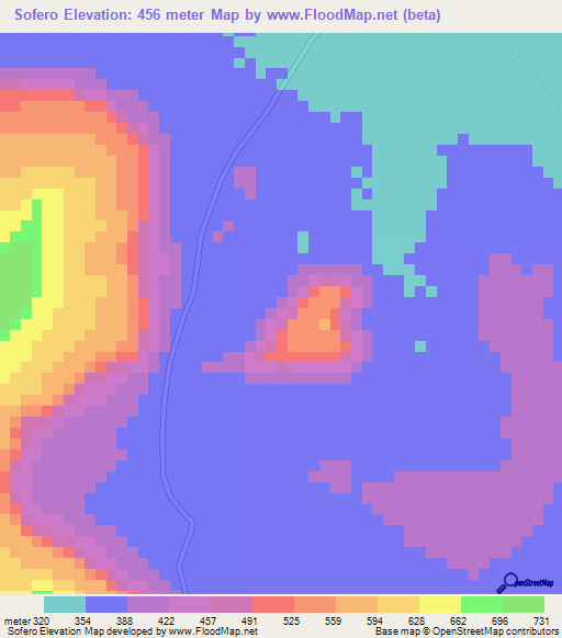 Sofero,Guinea Elevation Map