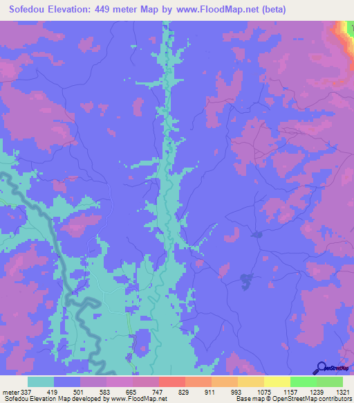 Sofedou,Guinea Elevation Map