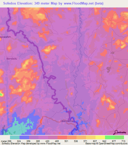 Sofedou,Guinea Elevation Map