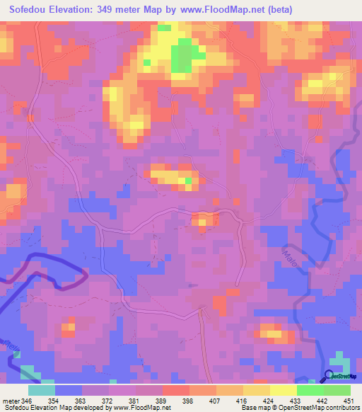 Sofedou,Guinea Elevation Map