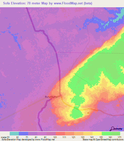 Sofa,Guinea Elevation Map