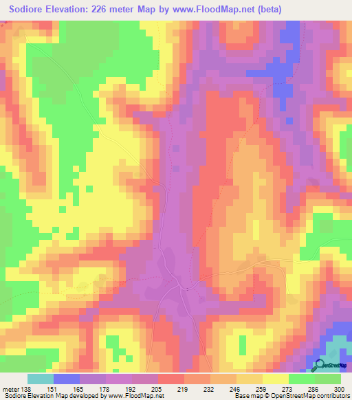 Sodiore,Guinea Elevation Map