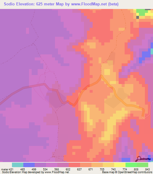 Sodio,Guinea Elevation Map