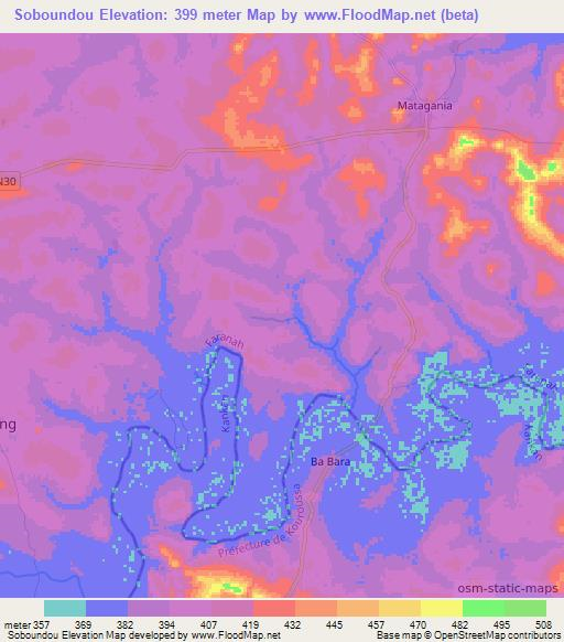 Soboundou,Guinea Elevation Map