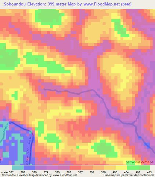 Soboundou,Guinea Elevation Map