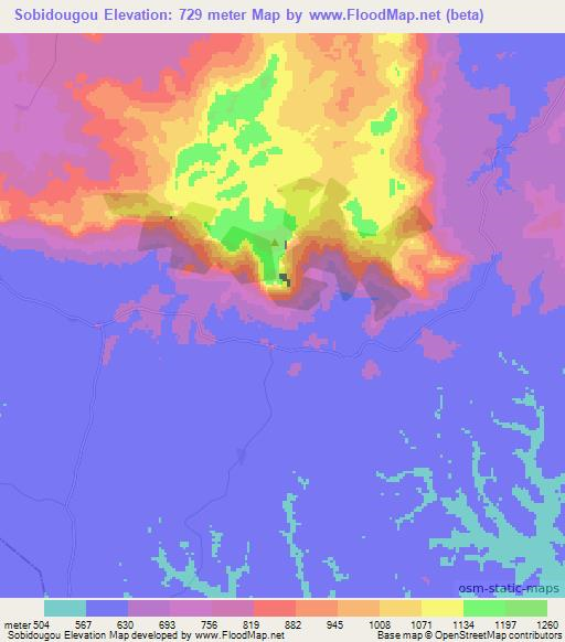 Sobidougou,Guinea Elevation Map