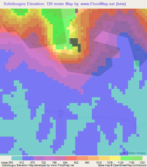 Sobidougou,Guinea Elevation Map