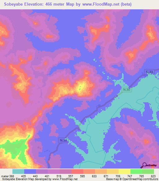 Sobeyabe,Guinea Elevation Map