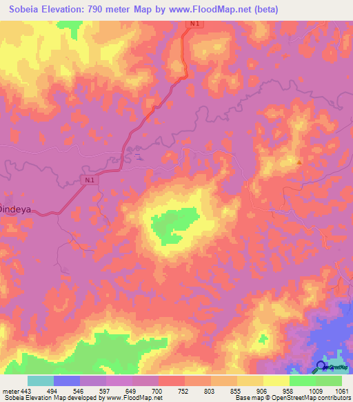 Sobeia,Guinea Elevation Map