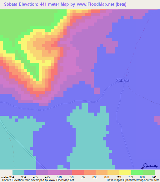 Sobata,Guinea Elevation Map