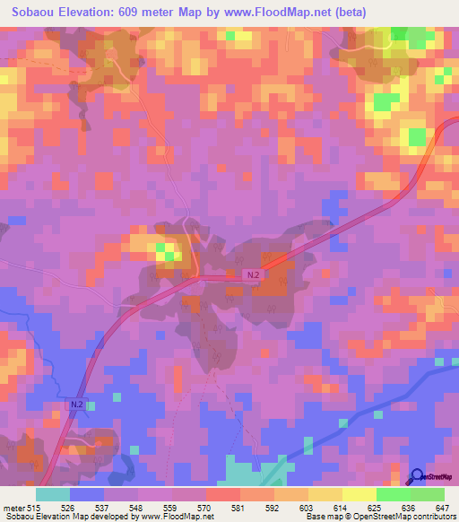 Sobaou,Guinea Elevation Map