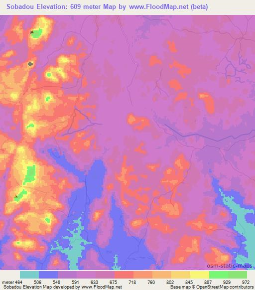 Sobadou,Guinea Elevation Map