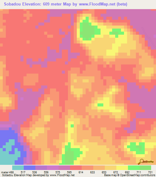 Sobadou,Guinea Elevation Map