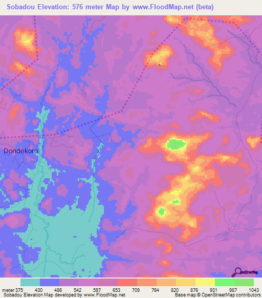 Sobadou,Guinea Elevation Map