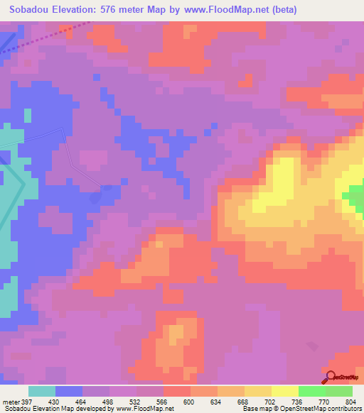 Sobadou,Guinea Elevation Map