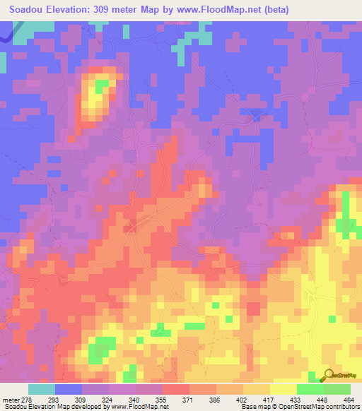 Soadou,Guinea Elevation Map