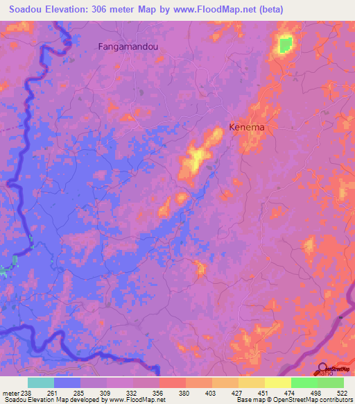 Soadou,Guinea Elevation Map