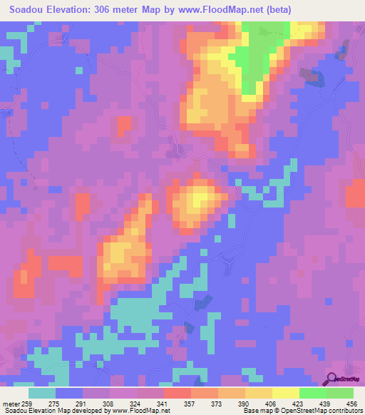 Soadou,Guinea Elevation Map