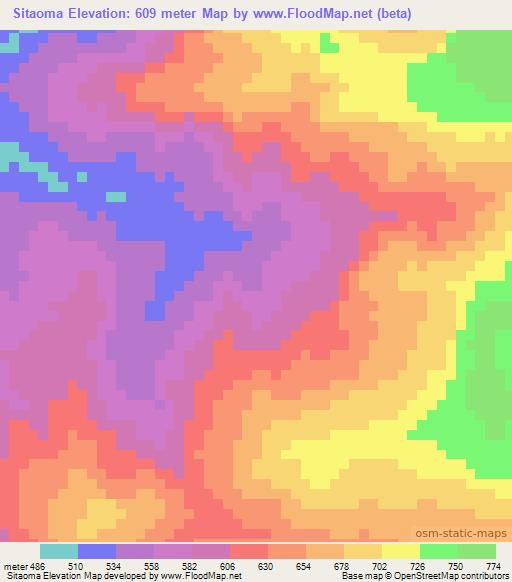 Sitaoma,Guinea Elevation Map