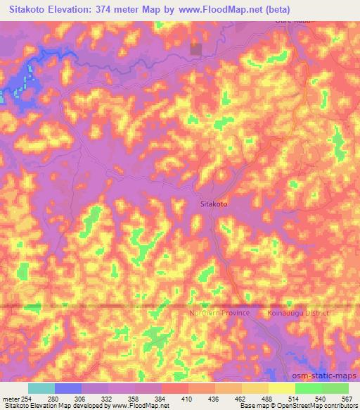 Sitakoto,Guinea Elevation Map