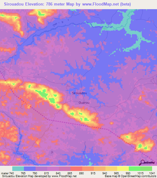 Sirouadou,Guinea Elevation Map