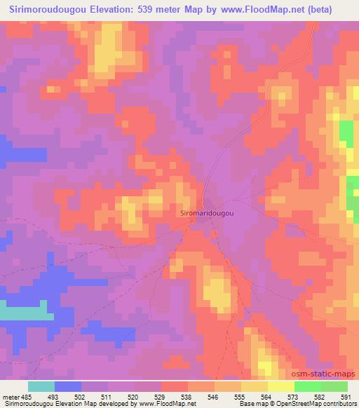 Sirimoroudougou,Guinea Elevation Map