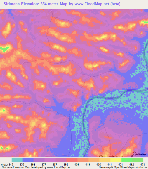 Sirimana,Guinea Elevation Map