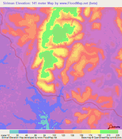 Siriman,Guinea Elevation Map