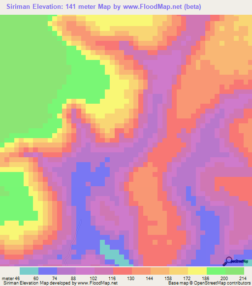 Siriman,Guinea Elevation Map