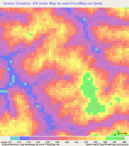 Siriaria,Guinea Elevation Map