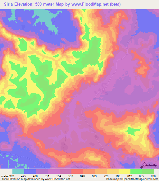 Siria,Guinea Elevation Map