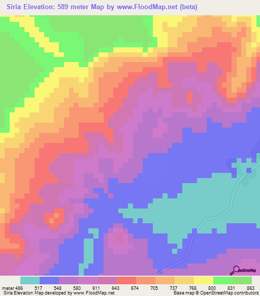 Siria,Guinea Elevation Map