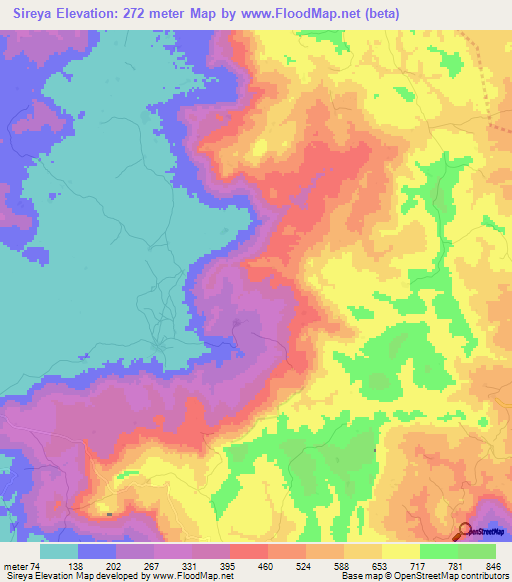 Sireya,Guinea Elevation Map