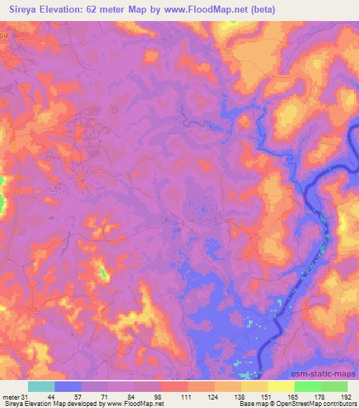 Sireya,Guinea Elevation Map