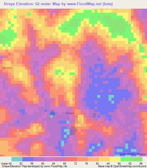 Sireya,Guinea Elevation Map