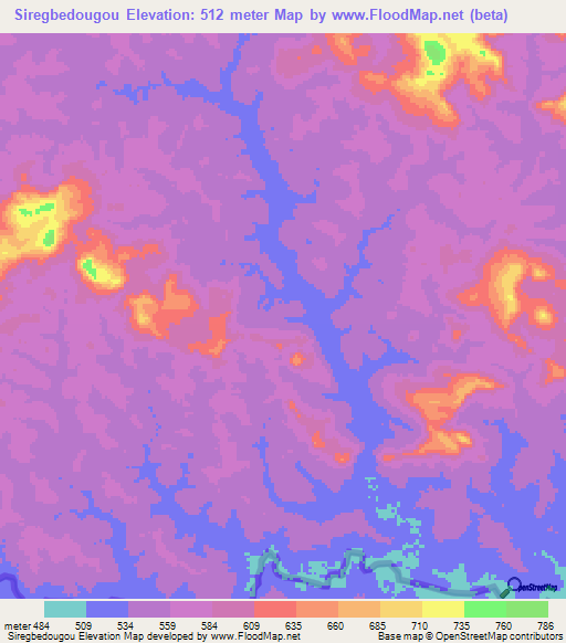 Siregbedougou,Guinea Elevation Map