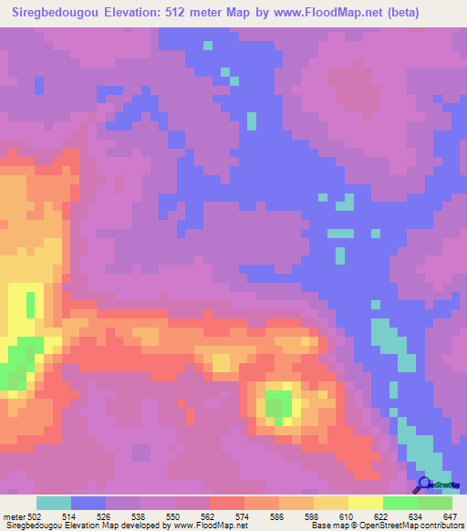 Siregbedougou,Guinea Elevation Map