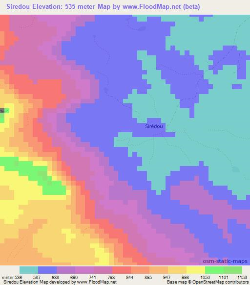 Siredou,Guinea Elevation Map