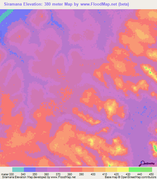 Siramana,Guinea Elevation Map