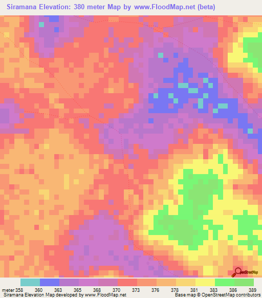 Siramana,Guinea Elevation Map